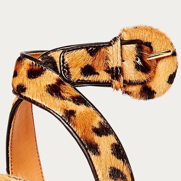 Ralph Lauren Collection Leopard Print Kelsey Pony Hair Calf Platform Sandal - Picture 8 of 16